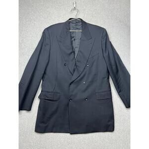 Canali Mens Double Breasted Wool Blazer Jacket Size 54/ 44 US Navy Classic Prep
